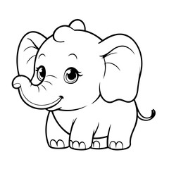 Cute vector illustration Elephant drawing for colouring page