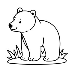 Simple vector illustration of Bear drawing for kids colouring activity