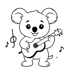 Vector illustration of a cute Koala drawing for kids colouring activity