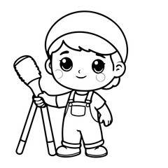 Simple vector illustration of Painter hand drawn for toddlers