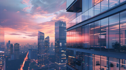 Encapsulation of Futuristic Urban Architectural Design in the Warm Embrace of Sunset