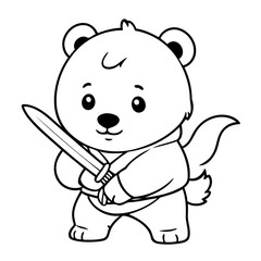 Cute vector illustration PolarBear hand drawn for kids page