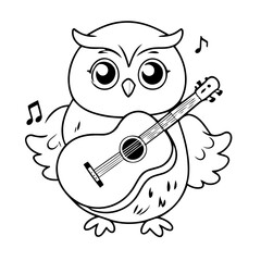 Cute vector illustration Owl doodle for kids coloring worksheet