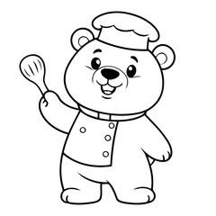 Fototapeta premium Cute vector illustration PolarBear drawing for colouring page