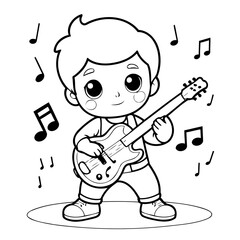 Cute vector illustration Boy for kids coloring activity page