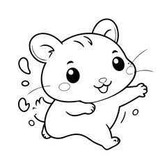 Vector illustration of a cute Hamster drawing for kids colouring activity