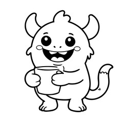 Vector illustration of a cute Monster drawing for toddlers colouring page