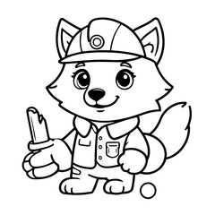 Cute vector illustration Wolf for kids colouring page