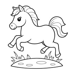Vector illustration of a cute Horse doodle for kids colouring page