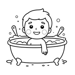 Naklejka premium Vector illustration of a cute Boy drawing for kids page