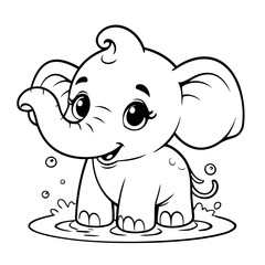 Cute vector illustration Elephant for children colouring activity