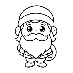 Vector illustration of a cute Santa doodle for toddlers colouring page