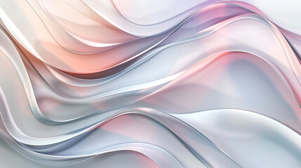 Minimalistic abstract background with smooth lines in pink, blue and white colors. Shining light through a thin weave flying in the wind