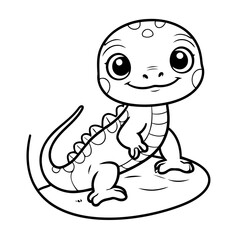 Vector illustration of a cute Gecko drawing for colouring page