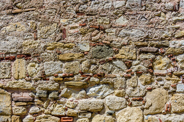 Texture of the shell rock limestone wall for background. Natural pattern