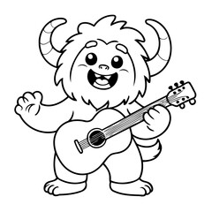 Simple vector illustration of Yeti drawing for kids page