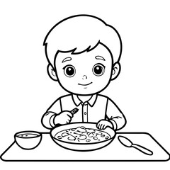 Vector illustration of a cute Boy drawing for colouring page