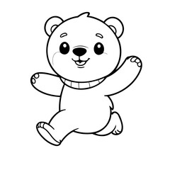 Cute vector illustration Bear drawing for toddlers colouring page