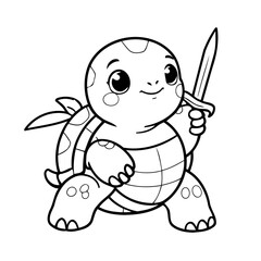 Simple vector illustration of Turtle colouring page for kids