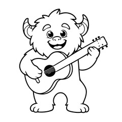 Cute vector illustration Yeti for kids colouring worksheet