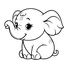 Cute vector illustration Elephant doodle for children worksheet