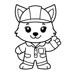 Simple vector illustration of Wolf drawing for children page