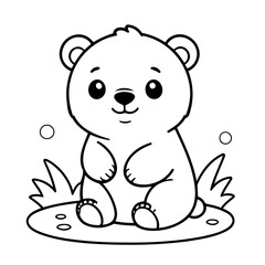 Simple vector illustration of Bear hand drawn for toddlers