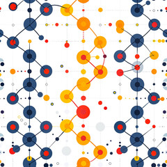 Seamless abstract geometric pattern with molecule and communication background