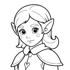 Vector illustration of a cute Elf drawing for kids page
