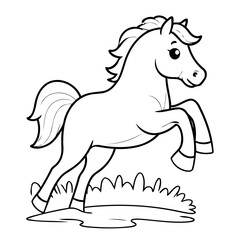 Simple vector illustration of Horse drawing for kids page