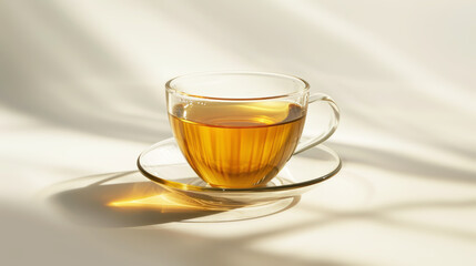 Warm cup of tea with soothing shadows enhancing relaxation and mindfulness