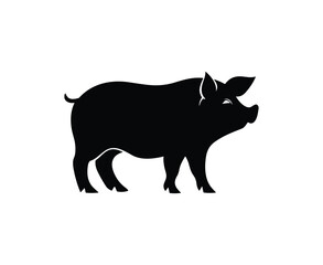 Silhouette of a pig vector illustration.