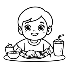 Vector illustration of a cute Boy drawing for toddlers colouring page