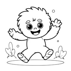 Simple vector illustration of Yeti drawing for children page