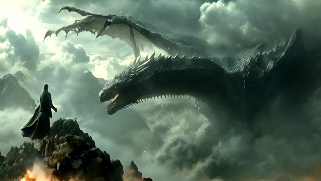 Dragon monster mythology. 3D Fire dragon breath animation. 3D Attack. 3D Monster Dragon Mythology. Dragon flame4k video. Fantasy world