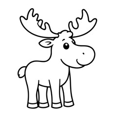 Vector illustration of a cute Moose doodle drawing for kids page