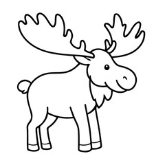 Vector illustration of a cute Moose doodle for kids colouring page