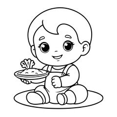 Vector illustration of a cute Baby doodle drawing for kids page