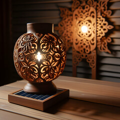 Handcrafted Heritage: Solar Lamp with Elegant Wooden Design