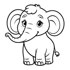 Cute vector illustration Mammoth hand drawn for kids coloring page