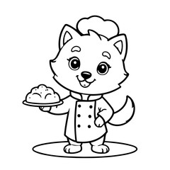 Vector illustration of a cute Wolf drawing for children page