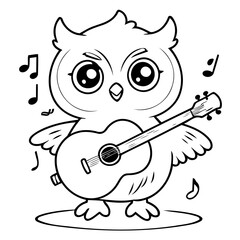 Simple vector illustration of Owl for kids coloring page