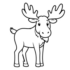 Simple vector illustration of Moose drawing for kids colouring page