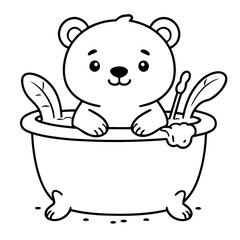 Simple vector illustration of Bear for toddlers colouring page