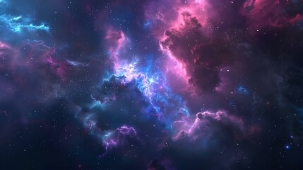 Naklejka premium Interstellar space, colorful nebula with stars.