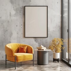 Captivating Mock-Up Poster Frame in a Chic Modern Home Interior