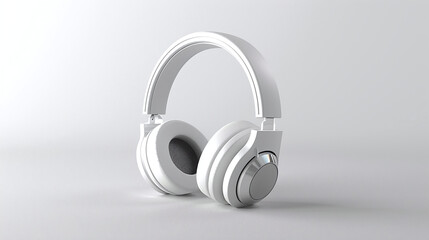 White Modern Headphones on Gray Background Representing Audio Technology and Sound Isolation