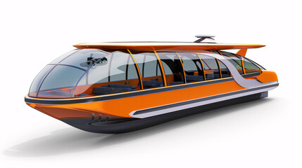 new, modern, futuristic electric catamaran, boat, ship for public transportation, isolated on a clear white background