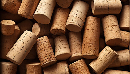 Background wallpaper style of old wooden wine corks, 