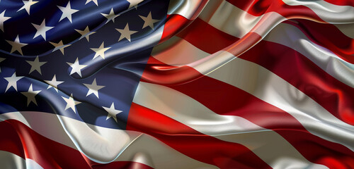 Versatile Memorial Day tribute: Modern ultrawide header/footer with a blank central space features a classic American flag design.